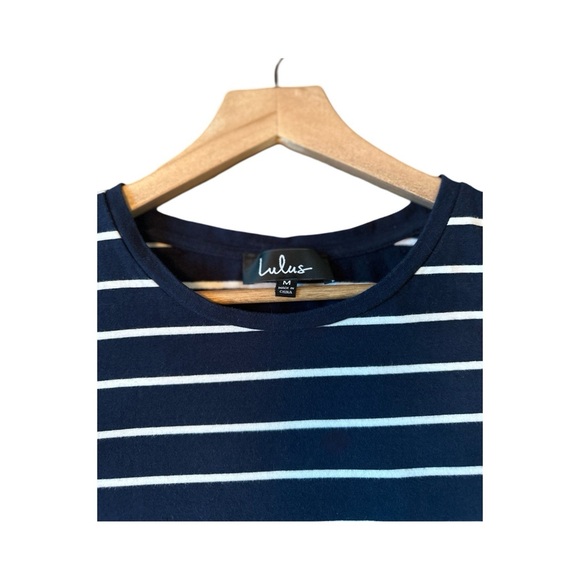 Lulus Navy Blue White Striped  Nautical T-Shirt Dress Size Medium - Picture 4 of 6